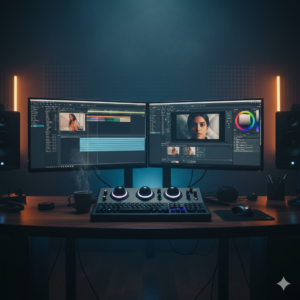 Professional video editing services online, cinematic video editing for brands, YouTube and promotional video editing, corporate video editing services, creative color grading and post-production.
